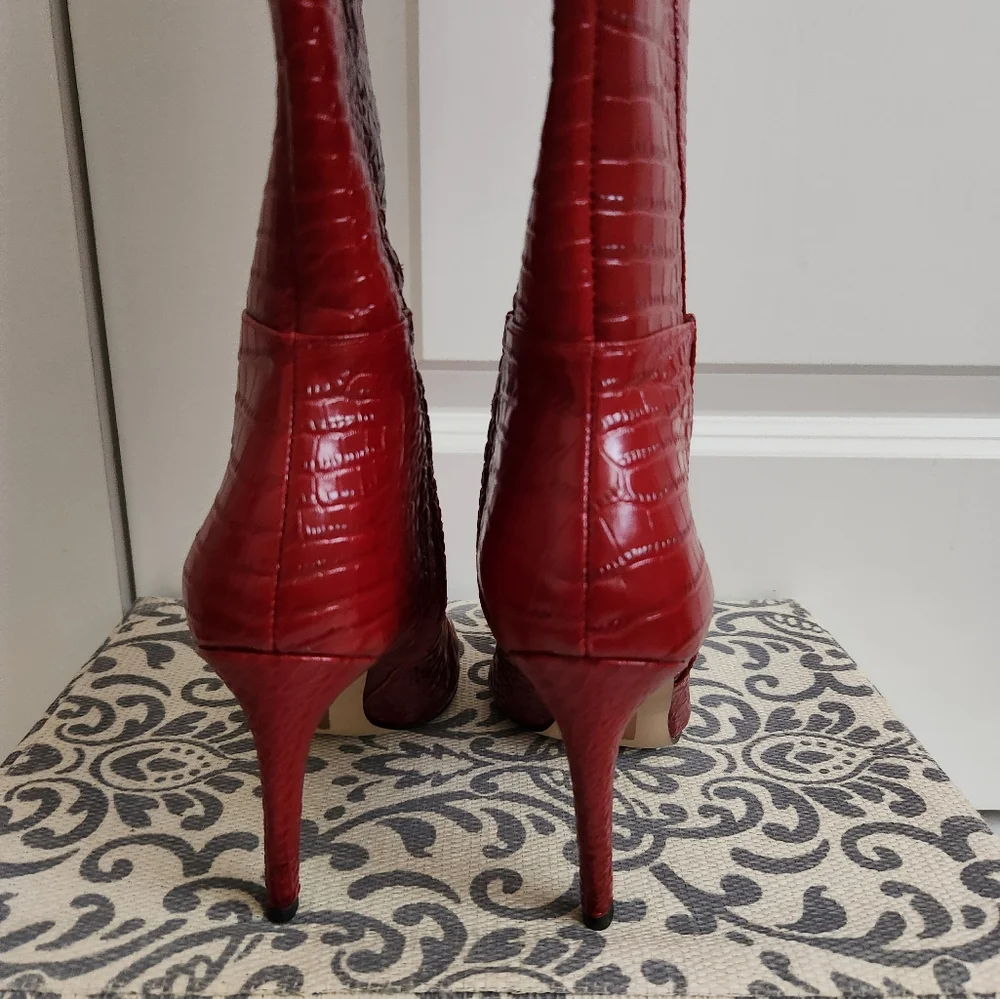Sam Edelman Fraya Croc-Embossed Knee High Boots - Picture 3 of 8